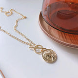 925 Silver T O Buckle Figure Necklace Western Style Fashionable Pendant Necklace