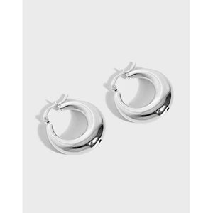 925 Silver Thick Hoop Earrings Minimalist Korea Jewelry