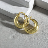 925 Silver Thick Hoop Earrings Minimalist Korea Jewelry