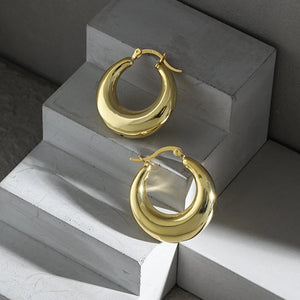 925 Silver Thick Hoop Earrings Minimalist Korea Jewelry