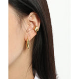 925 Silver Thick Hoop Earrings Minimalist Korea Jewelry