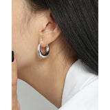 925 Silver Thick Hoop Earrings Minimalist Korea Jewelry