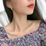 925 Silver Thick Hollow Tube Hoop Earrings Glossy Minimalist Style