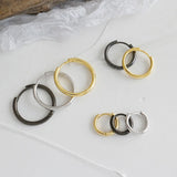 925 Silver Thick Tube Hoop Earrings High Circle Anti-allergy Party Jewelry