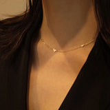 925 Silver 3 Heart Choker Necklace for Women Glossy Clavicle Necklace