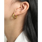 925 Silver 3 Layer Hoop Earrings for Women Statement Jewelry