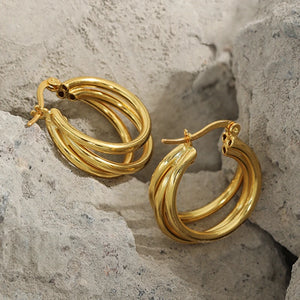 925 Silver 3 Layer Hoop Earrings for Women Statement Jewelry