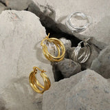 925 Silver 3 Layer Hoop Earrings for Women Statement Jewelry