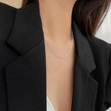 925 Silver 3 Layers Bead Chain Choker Necklace Minimalist Jewelry