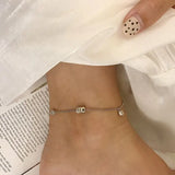 925 Silver Zircon Anklets Lucky Bead Foot Jewelry