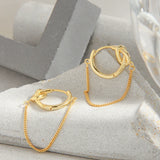 925 Silver Knot Chain Hoop Earrings Tassel Aesthetics Jewelry