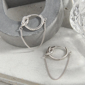 925 Silver Knot Chain Hoop Earrings Tassel Aesthetics Jewelry