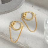 925 Silver Knot Chain Hoop Earrings Tassel Aesthetics Jewelry
