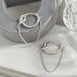 925 Silver Knot Chain Hoop Earrings Tassel Aesthetics Jewelry
