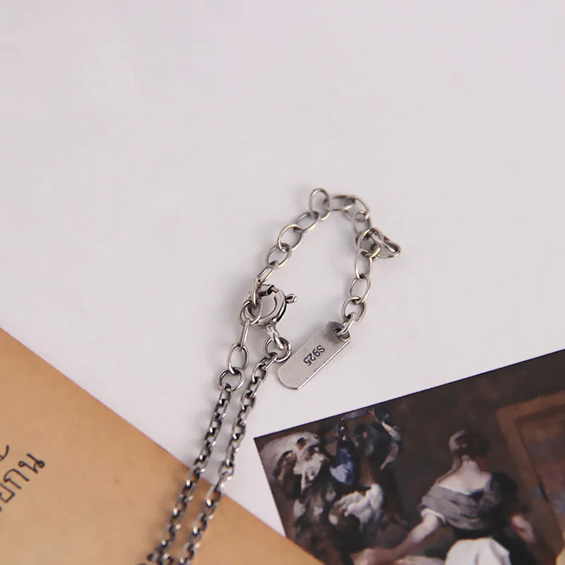 925 Silver Tongue Smiley Hiphop Pendant Necklace Vintage Funny Face