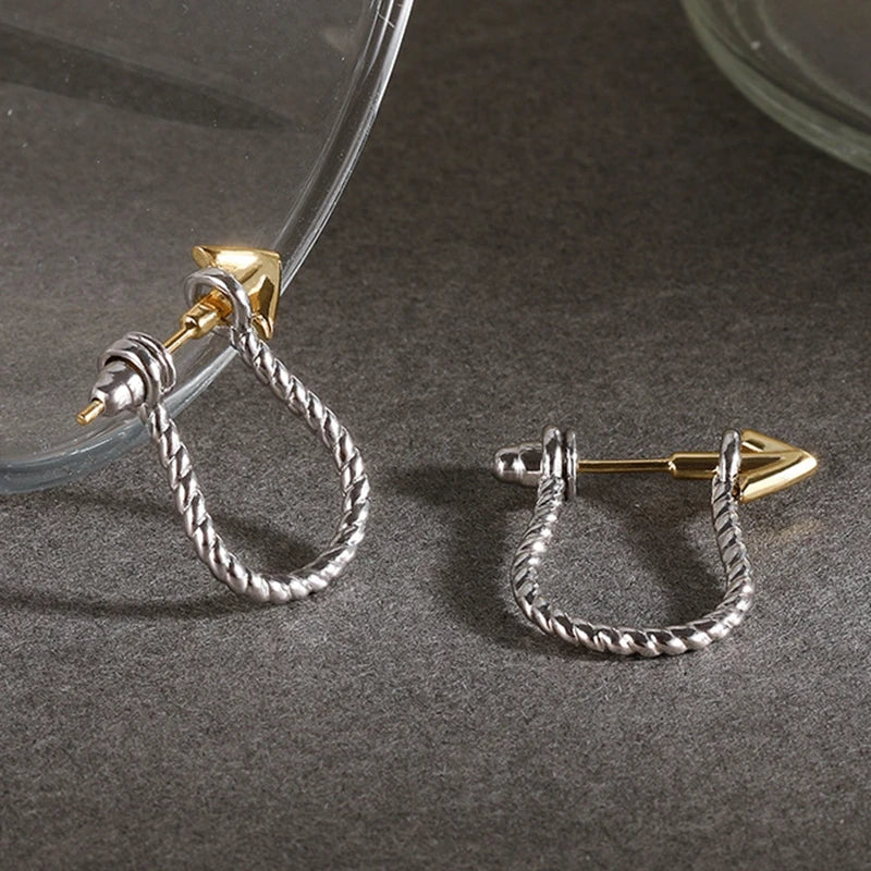 925 Silver Twist Arrow Stud Exaggeration Earrings