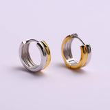 925 Silver Two-color Double Layer Hoop Earrings Glossy Thick Earrings