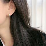 925 Silver Two-color Double Layer Hoop Earrings Glossy Thick Earrings