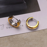925 Silver Two-color Double Layer Hoop Earrings Glossy Thick Earrings