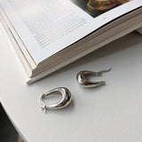 925 Silver U Style Glossy Earrings for Women