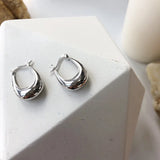 925 Silver U Style Glossy Earrings for Women