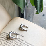 925 Silver U Style Glossy Earrings for Women