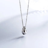 925 Silver Water Drop Necklace Minimalist Pendant Fashion Jewelry