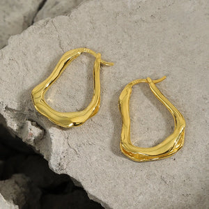 925 Silver Wave Texture Hoop Earrings for Women Exaggerated Aesthetics Jewelry