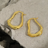 925 Silver Wave Texture Hoop Earrings for Women Exaggerated Aesthetics Jewelry