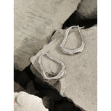 925 Silver Wave Texture Hoop Earrings for Women Exaggerated Aesthetics Jewelry