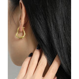 925 Silver Wave Texture Hoop Earrings for Women Exaggerated Aesthetics Jewelry