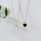 925 Silver Shell Agate Heart Pendant Necklace for Women