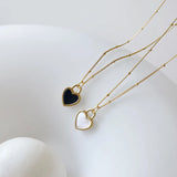 925 Silver Shell Agate Heart Pendant Necklace for Women