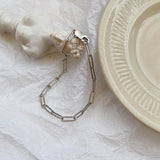 925 Silver Wide Chain Bracelet for Women Minimalist Style Cuff Jewelry