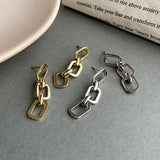 925 Silver Wide Chain Stud Earrings for Women Bohemia Tassel Earring
