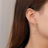 925 Silver Wide Chain Stud Earrings for Women Bohemia Tassel Earring