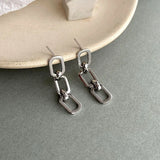 925 Silver Wide Chain Stud Earrings for Women Bohemia Tassel Earring