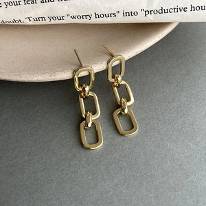 925 Silver Wide Chain Stud Earrings for Women Bohemia Tassel Earring