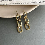 925 Silver Wide Chain Stud Earrings for Women Bohemia Tassel Earring