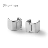 925 Silver Wide Square Stud Earrings Fine Jewelry