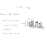 925 Silver Wide Square Stud Earrings Fine Jewelry
