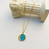 925 Silver Zircon Enamel Star Moon Necklace Pendant for Women
