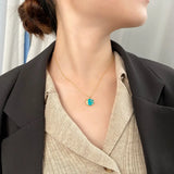 925 Silver Zircon Enamel Star Moon Necklace Pendant for Women