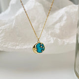 925 Silver Zircon Enamel Star Moon Necklace Pendant for Women