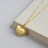 925 Silver Zircon Heart Necklace Letter Fashion Pendant Birthday Jewelry