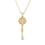 925 Silver Zircon Key Pendant Necklace 14K Light Womens Jewelry