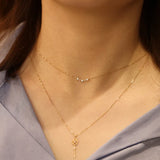 925 Silver Zircon Key Pendant Necklace 14K Light Womens Jewelry