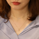 925 Silver Zircon Key Pendant Necklace 14K Light Womens Jewelry