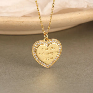 925 Silver Zircon Letter Heart Pendant Necklace for Women