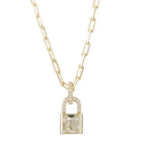 925 Silver Moon Lock Pendant Necklace Wide Chain Fashionable Jewelry